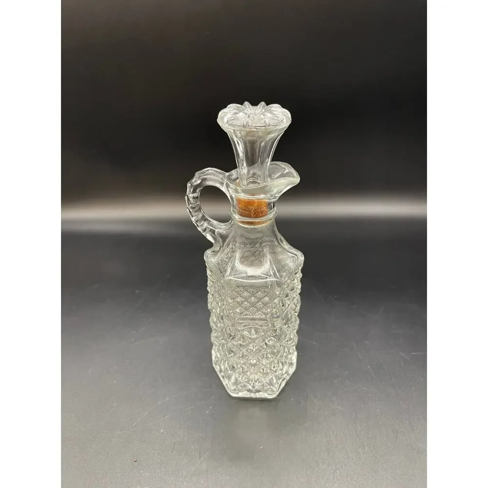 Vintage Wexford Anchor Hocking Glass Oil Vinegar Cruet Bottle with Stopper 7.5